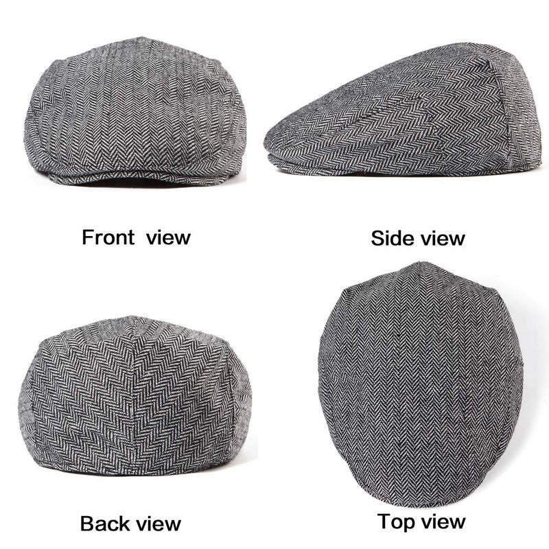 LADYBRO Men's Grey Wool Blend Herringbone Newsboy Cap - 7 5/8 - Image 5